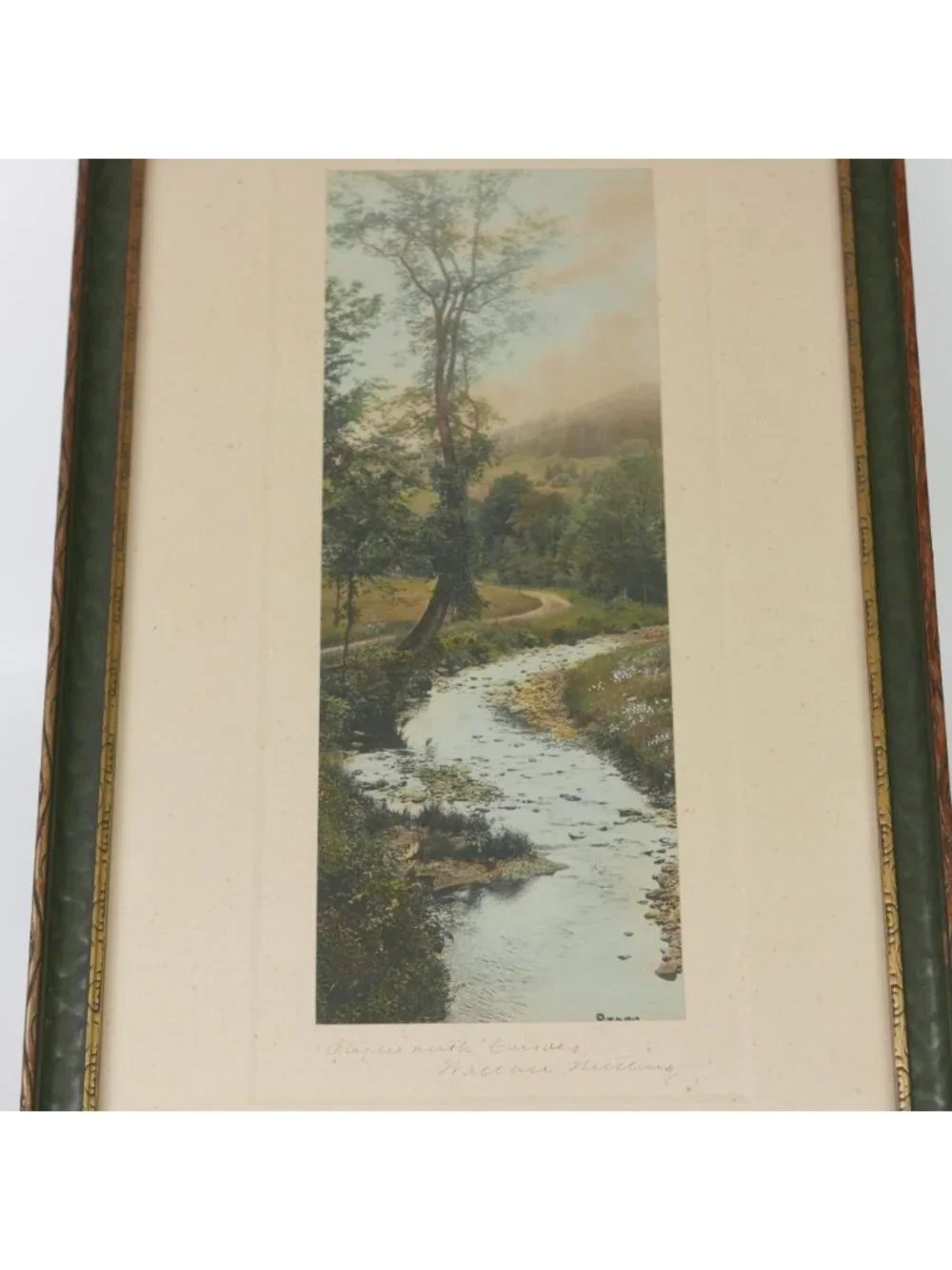 Wallace Nutting Hand Colored Photograph Print Plymouth Curves Antique 1913 Frame